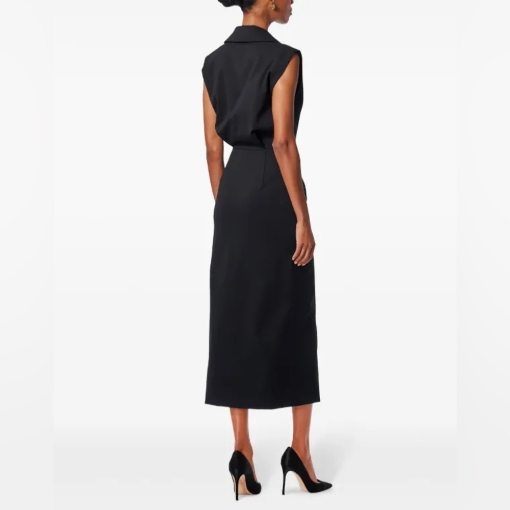 New Carolina Herrera Sleeveless Trench Dress Black Blazer Style with Slit Wool - Picture 2 of 15